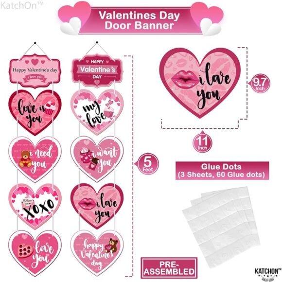 5 Feet, No DIY | Happy Valentine's Day Outdoor Banner | Valentine's Day - Picture 6 of 10